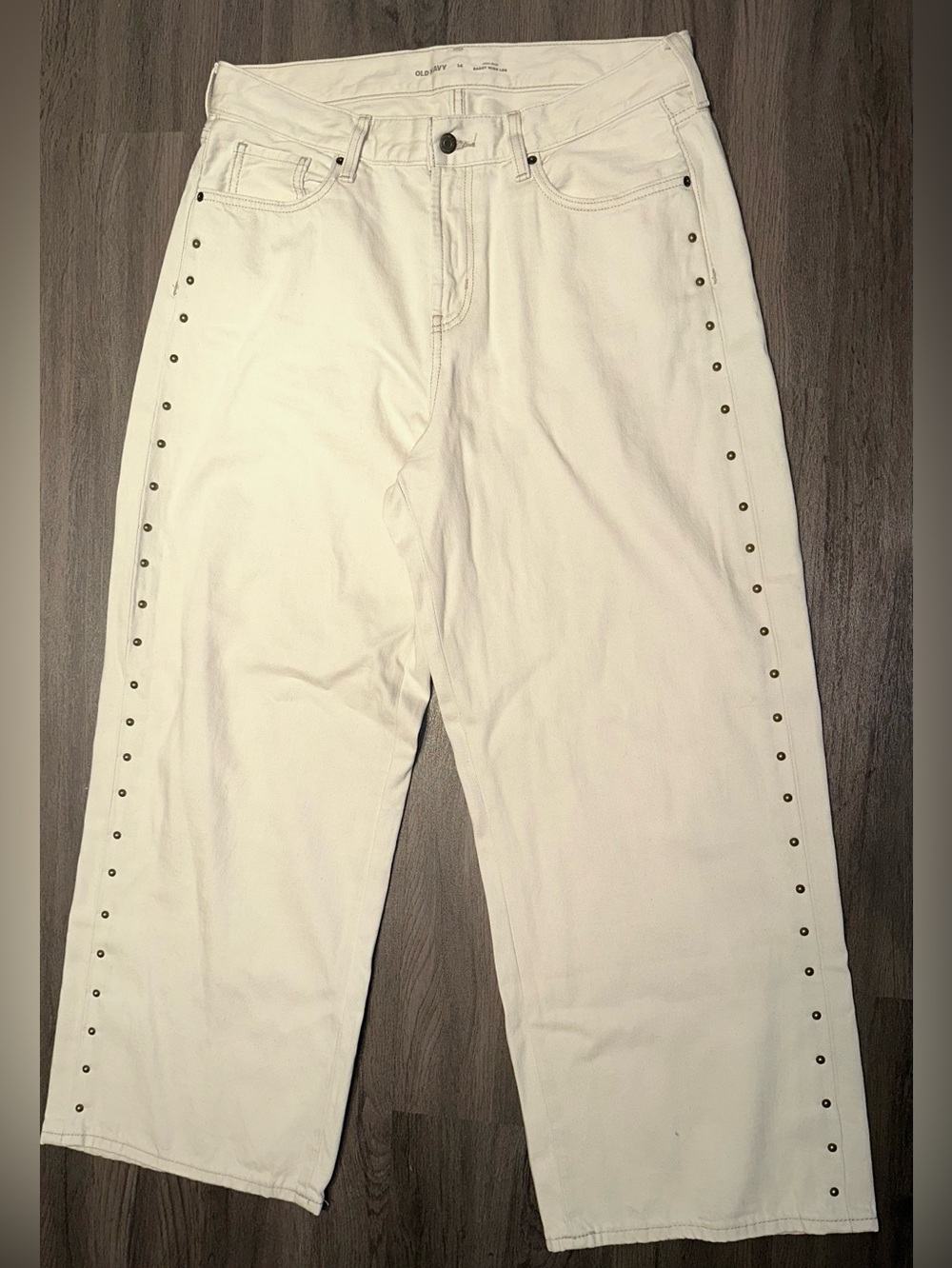 Old Navy High-Rise Baggy Wide Leg Sailor Jeans with Side Studs -Women’s Sz 14